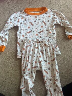 Kids Orange Football Print Pajama Set